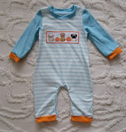 Puppy pumpkin boy romper