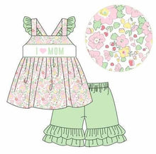 Load image into Gallery viewer, I love MOM (pink and green) girl short set (Preorder ETA late January)
