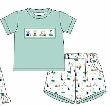 Green golf boy short set (Preorder ETA June)