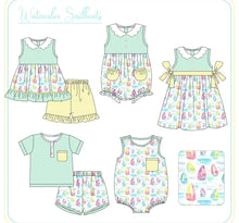 Load image into Gallery viewer, Watercolor sailboat boy short set (Preorder ETA June)
