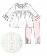 Hearts, bows, and stripes girl pant set (Preorder ETA January)