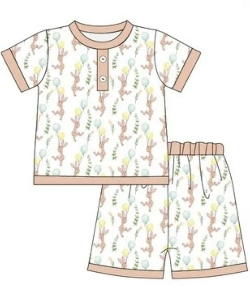 Bunny balloon boy pajama set (Ships from supplier April 4th)