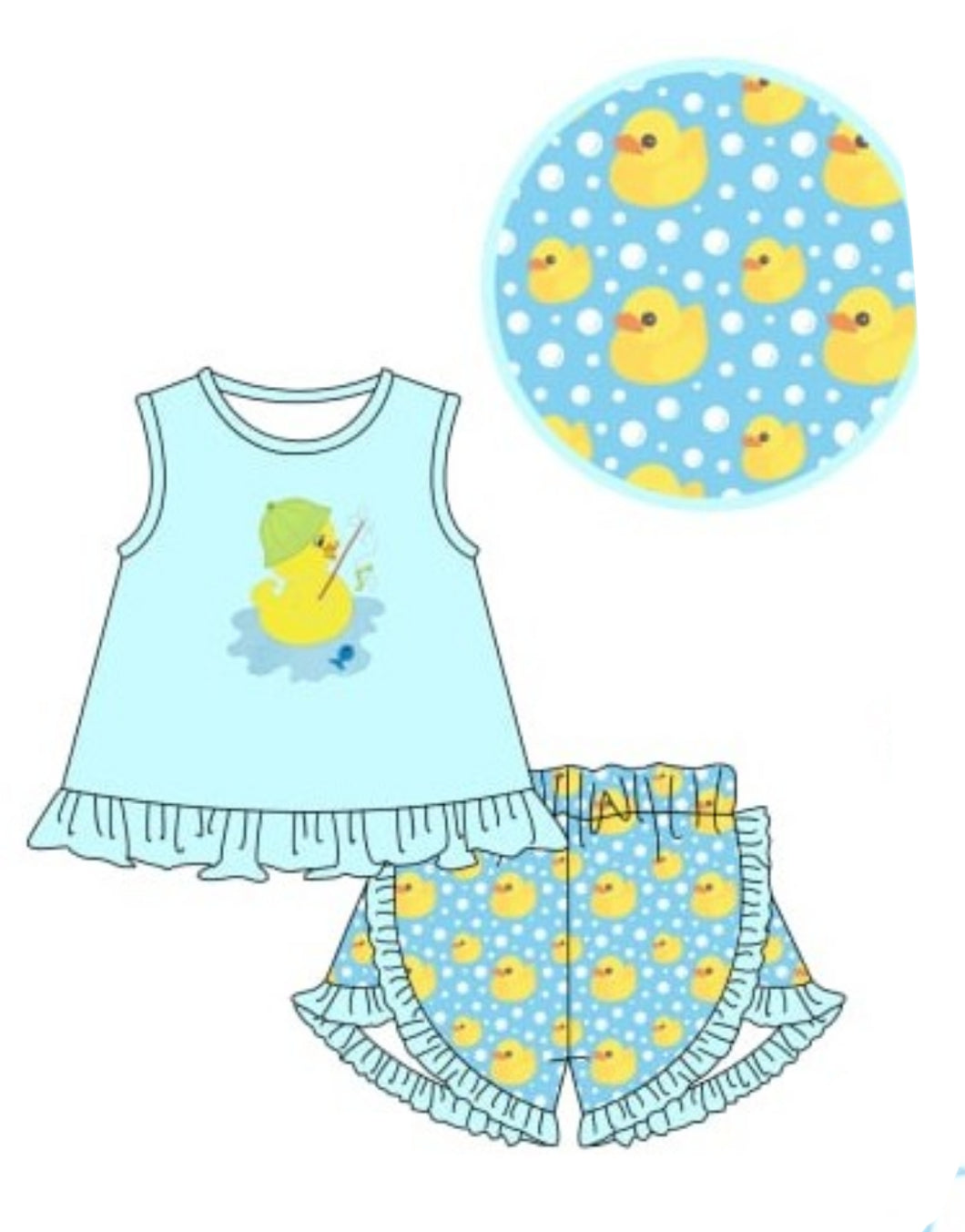 Fishing duck girl short set (Preorder ETA March)