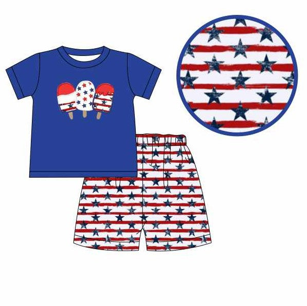 4th of July popsicle boy short set (Preorder ETA April)