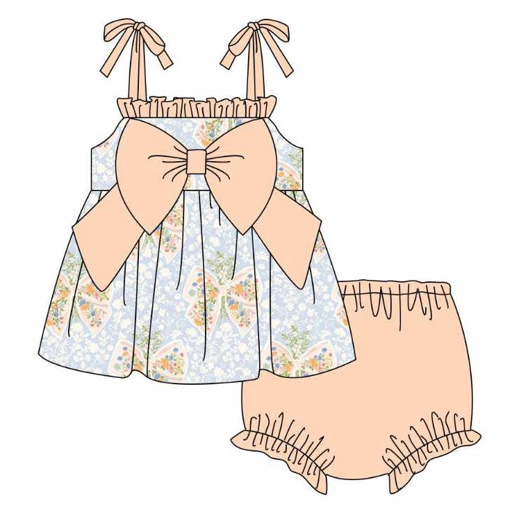 Coral bows bloomer set (Preorder ETA May)