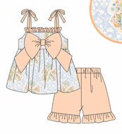 Coral bows short set (Preorder ETA May)