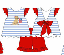 Load image into Gallery viewer, Patriotic puppy girl short set (Preorder ETA May)
