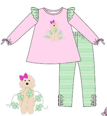 Shamrock Puppy girl pant set (Preorder ETA January)