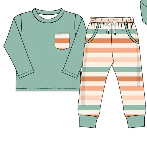 Fall Stripes boy pant set (Preorder ETA November)