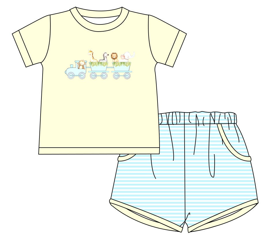 Animal Train boy short set (Preorder ETA late June)