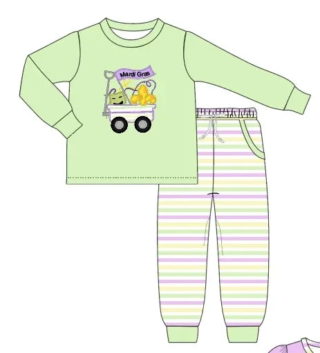 Mardi Gras Wagon boy pant set (Preorder ETA January)