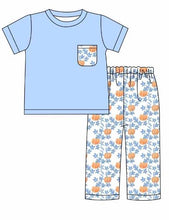 Load image into Gallery viewer, Blue and orange pumpkin boy pant set EXTRAS  (Preorder ETA August)
