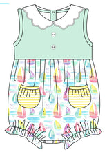 Load image into Gallery viewer, Watercolor sailboats girl bubble

