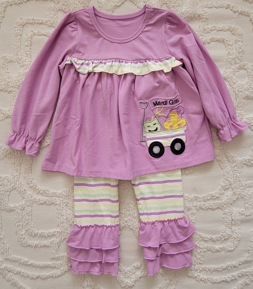 Mardi Gras Wagon girl pant set