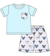 Load image into Gallery viewer, Watercolor mouse ears boy short set (Preorder ETA June)
