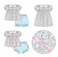 Load image into Gallery viewer, Pink and Blue floral short set (Preorder ETA June)
