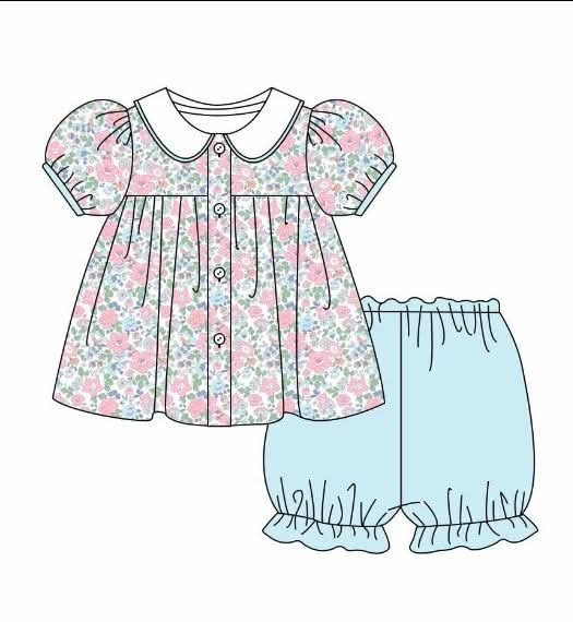 Pink and Blue floral short set (Preorder ETA June)