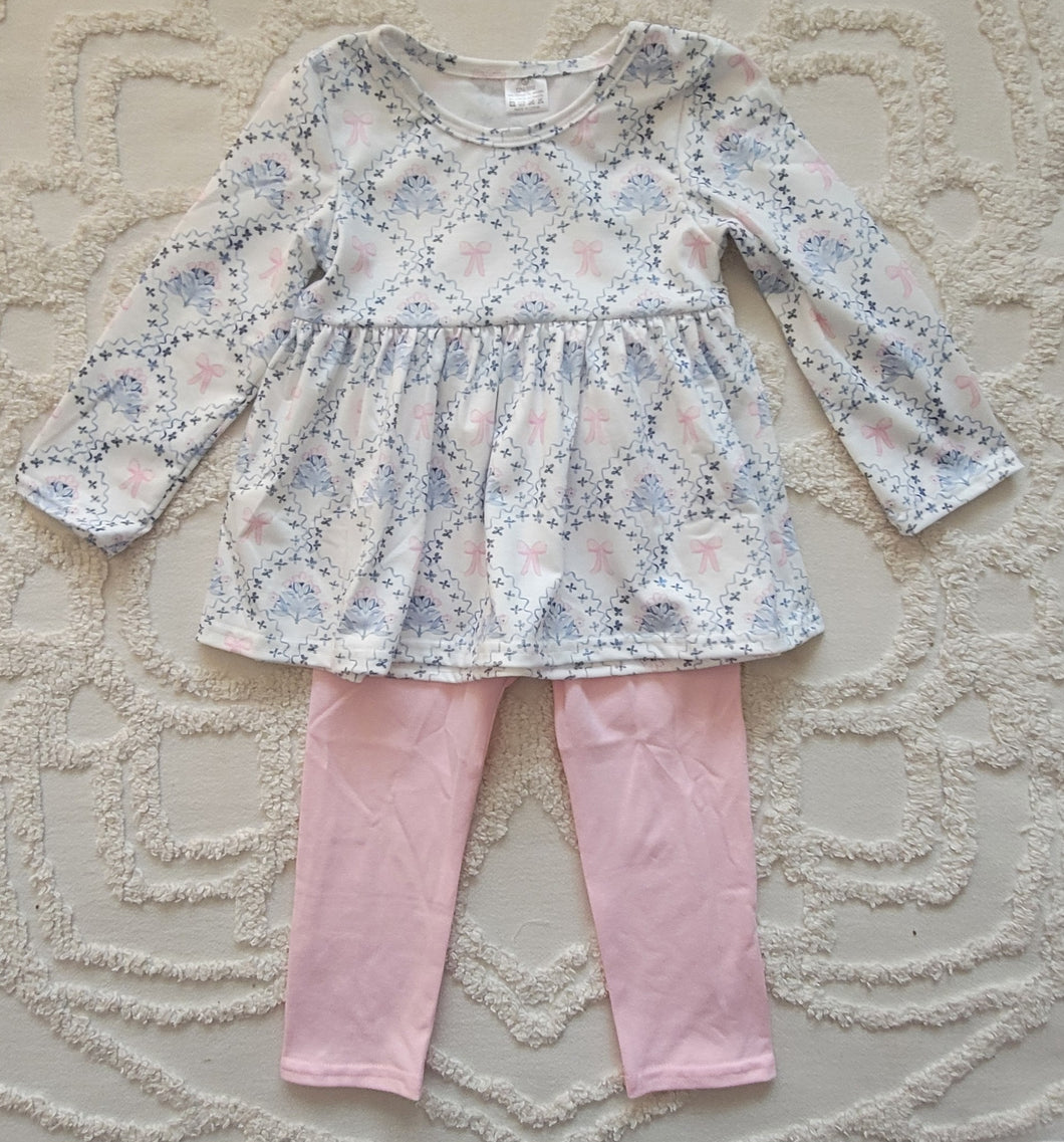 Blue and pink floral pant set